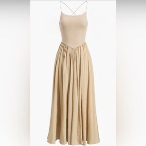Commense Beige Midi Dress in Apricot